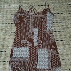 LA Hearts m&l brown mix print dress
